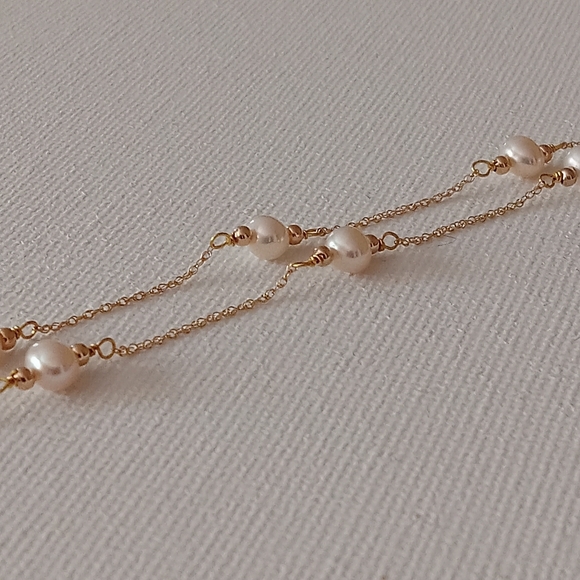 14k gold and freshwater pearl necklace - Picture 2 of 8